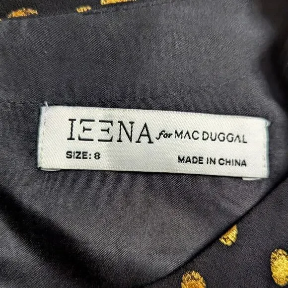 Mac Duggal Leena Flutter Sleeve Gilted Gold Polka Dot Wedding Guest Event Dress - Picture 4 of 6